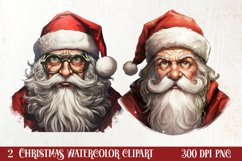 Watercolor Peeking Santa and Snowman Clipart, Christmas PNG Product Image 1