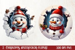 Christmas Snowman Peeking Clipart PNG Product Image 1