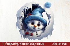 Christmas Snowman Peeking Clipart PNG Product Image 1