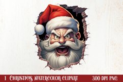 Watercolor Peeking Santa and Snowman Clipart, Christmas PNG Product Image 1