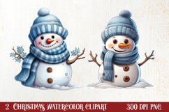 Christmas Snowman Peeking Clipart PNG Product Image 1