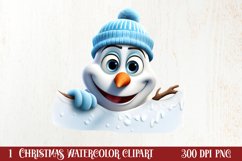 Christmas Snowman Peeking Clipart PNG Product Image 1