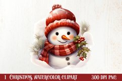 Christmas Snowman Peeking Clipart PNG Product Image 1