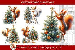 Christmas Cottagecore Animals Clipart, Christmas Clipart Product Image 1