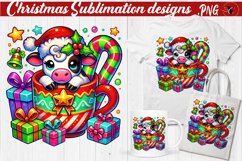 Funny Christmas clipart | Christmas Animal in Mug | Rainbow Product Image 1