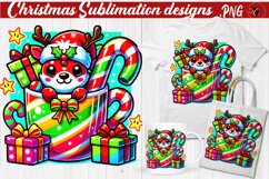 Funny Christmas clipart | Christmas Animal in Mug | Rainbow Product Image 1