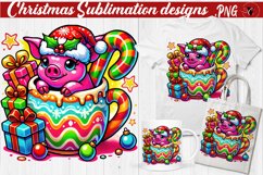 Funny Christmas clipart | Christmas Animal in Mug | Rainbow Product Image 1