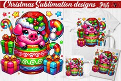 Funny Christmas clipart | Christmas Animal in Mug | Rainbow Product Image 1