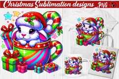 Funny Christmas clipart | Christmas Animal in Mug | Rainbow Product Image 1