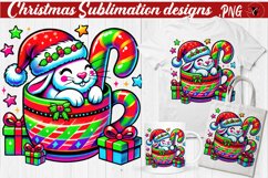 Funny Christmas clipart | Christmas Animal in Mug | Rainbow Product Image 1