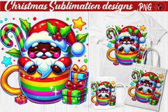 Funny Christmas clipart | Christmas Animal in Mug | Rainbow Product Image 1