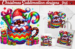 Funny Christmas clipart | Christmas Animal in Mug | Rainbow Product Image 1