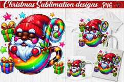 Funny Christmas clipart | Christmas Animal in Mug | Rainbow Product Image 1