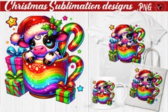 Funny Christmas clipart | Christmas Animal in Mug | Rainbow Product Image 1