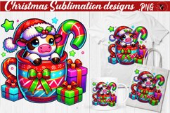 Funny Christmas clipart | Christmas Animal in Mug | Rainbow Product Image 1