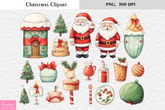 Cute Watercolor Christmas Clipart|Christmas Characters Product Image 1