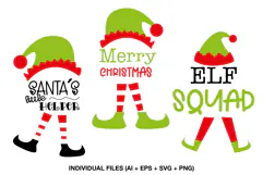 Elf legs Christmas clipart with Santa helper themed PNG designs