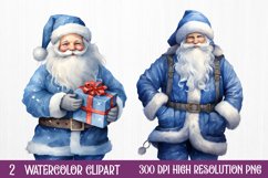 Blue Christmas Watercolor Clipart Sublimation Product Image 1