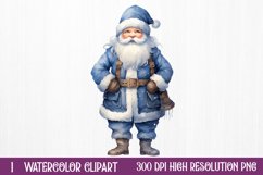 Blue Christmas Watercolor Clipart Sublimation Product Image 1