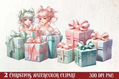 Pastel Christmas Shublimation Clipart, Pastel Christmas Clip Product Image 1