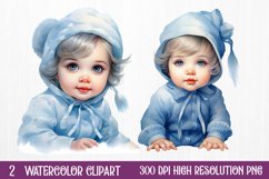 Blue Christmas Watercolor Clipart Sublimation Product Image 1