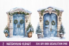 Blue Christmas Watercolor Clipart Sublimation Product Image 1