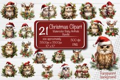 Christmas clipart watercolor Baby forest animals. Xmas clipart product contains 21 designs with watercolor Christmas Owl and Forest Baby Animals. 