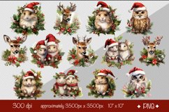 Christmas clipart watercolor Baby forest animals. Xmas clipart product contains 21 designs with watercolor Christmas Owl and Forest Baby Animals. 