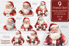 Christmas clipart watercolor Santa. Xmas clipart product contains 9 designs with watercolor Santa.   Use these designs for sublimation, paper crafting, cards, tags, stickers, ornaments, and more! Images are in 300 DPI Transparent PNG format