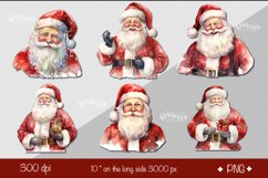 Christmas clipart watercolor Santa. Xmas clipart product contains 9 designs with watercolor Santa.   Use these designs for sublimation, paper crafting, cards, tags, stickers, ornaments, and more! Images are in 300 DPI Transparent PNG format