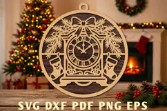 Christmas Clock Laser Cut SVG Product Image 1