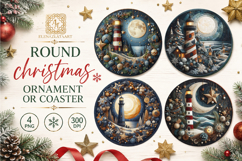 Blue Christmas decor Sublimation car Coaster Product Image 1