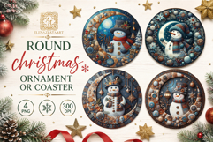 Blue Christmas decor Sublimation car Coaster Product Image 1
