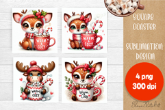 Sarcastic deer and moose Coaster Design. Winter Coaster Product Image 1