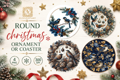 Blue Christmas decor Sublimation car Coaster Product Image 1