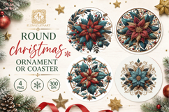 Blue Christmas decor Sublimation car Coaster Product Image 1