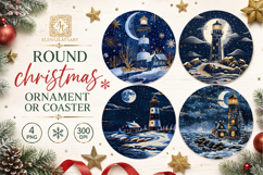 Blue Christmas decor Sublimation car Coaster Product Image 1
