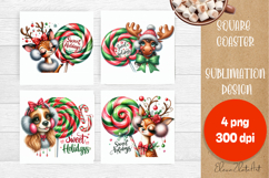 Sarcastic deer Coaster Design. Winter Coaster Sublimation Product Image 1