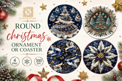 Blue Christmas decor Sublimation car Coaster Product Image 1