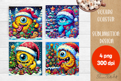 Christmas coaster, cute monster square coaster Product Image 1