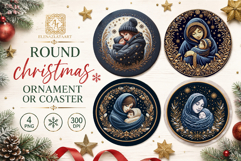 Blue Christmas decor Sublimation car Coaster Product Image 1