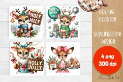 Sarcastic deer Coaster Design. Winter Coaster Sublimation Product Image 1