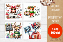 Sarcastic deer Coaster Design. Winter Coaster Sublimation Product Image 1
