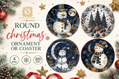 Blue Christmas decor Sublimation car Coaster Product Image 1