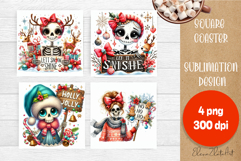 Sarcastik skeleton square Coaster Design. Winter Coaster Product Image 1