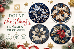 Blue Christmas decor Sublimation car Coaster Product Image 1