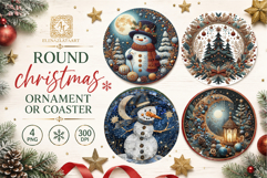 Blue Christmas decor Sublimation car Coaster Product Image 1