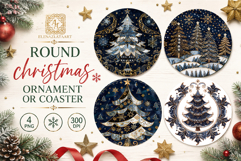 Blue Christmas decor Sublimation car Coaster Product Image 1