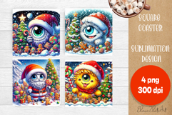 Christmas coaster, cute monster square coaster Product Image 1
