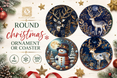 Blue Christmas decor Sublimation car Coaster Product Image 1